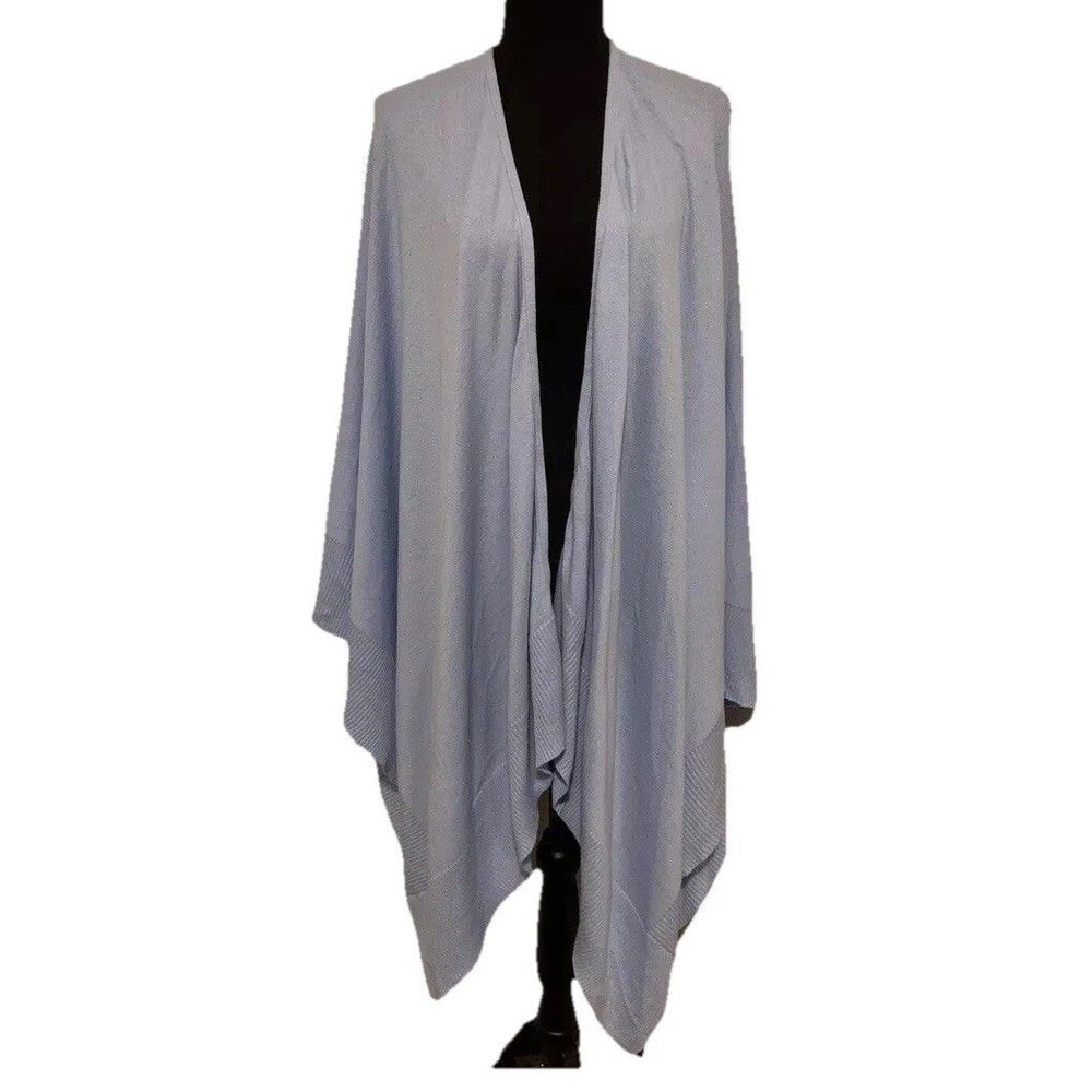 Chicos Oversized Ruana Wrap Open Cardigan Baby Blue One Size